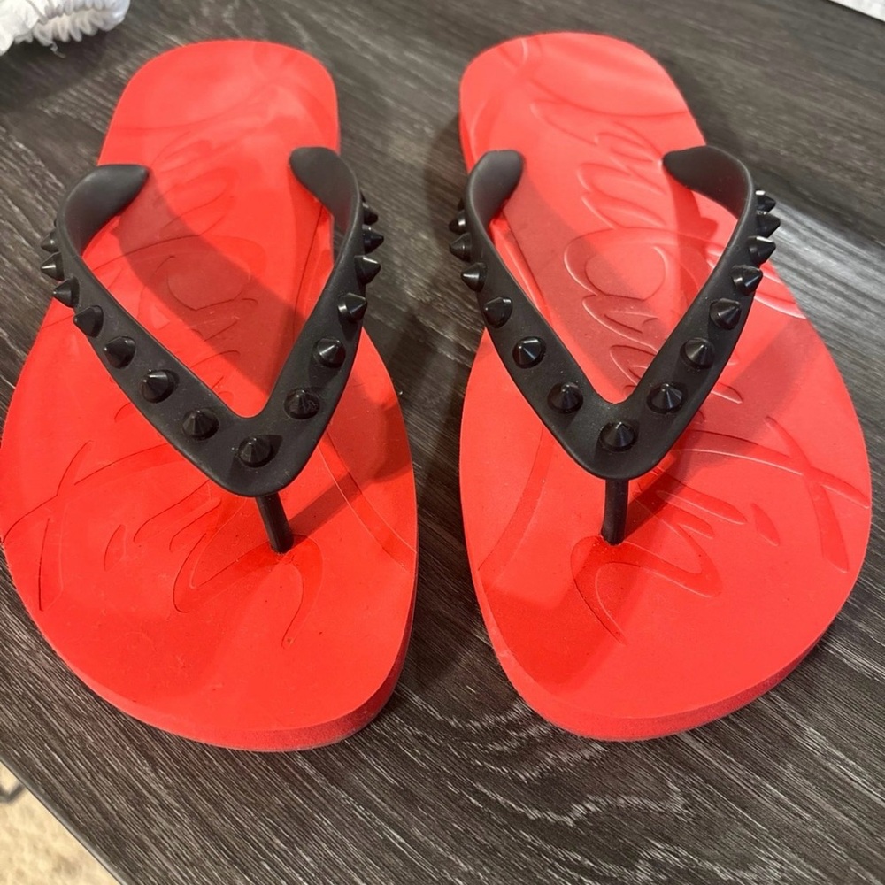 Christian Louboutin Red and Black Sandals